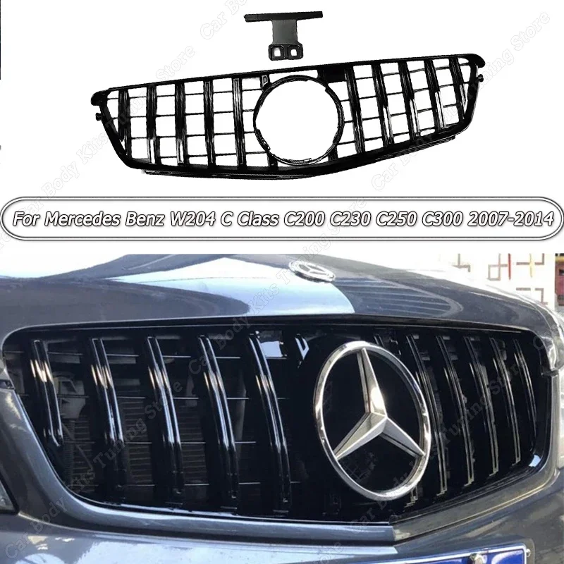 Štýl GT pre Mercedes Benz W204 C Trieda C200 C230 C250 C300 C350 2007-2014 GLOS BLACK ABA PREDNÁ KRASŤ PREDNÉ BUHURE RACING MR