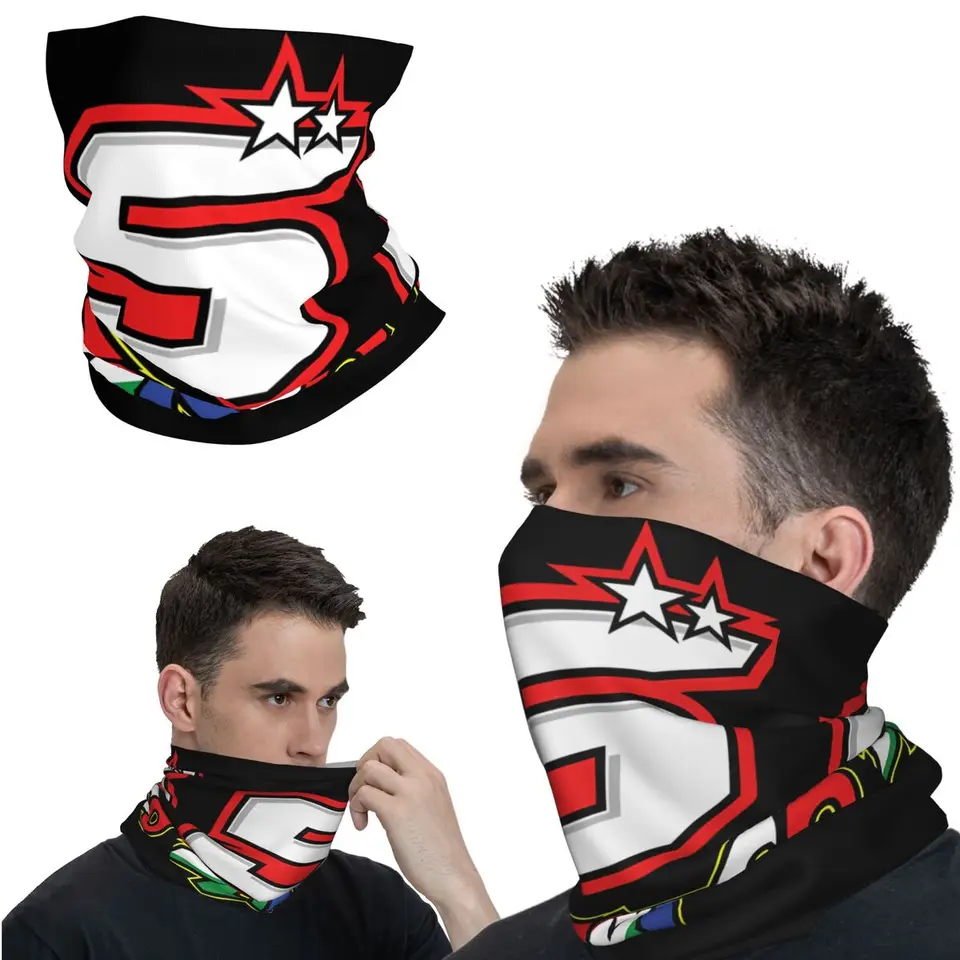 Štýlový motokros bandana krk kryt potlačený Johann Zarco 5 Face Cyclf Cycling Face Mask