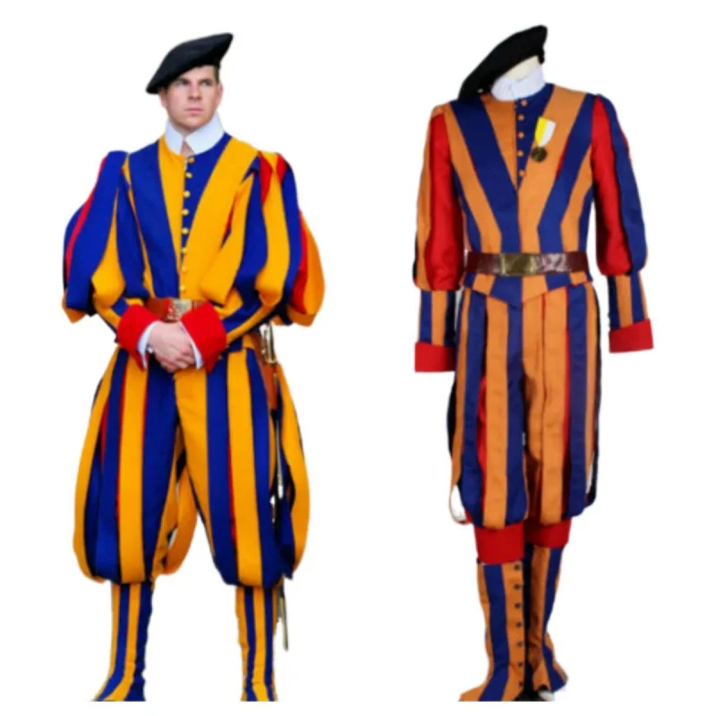 Švajčiarska vojaci Cosplay kostým pápežský švajčiarsky strážnik Uniforma karnevalového kostýmu