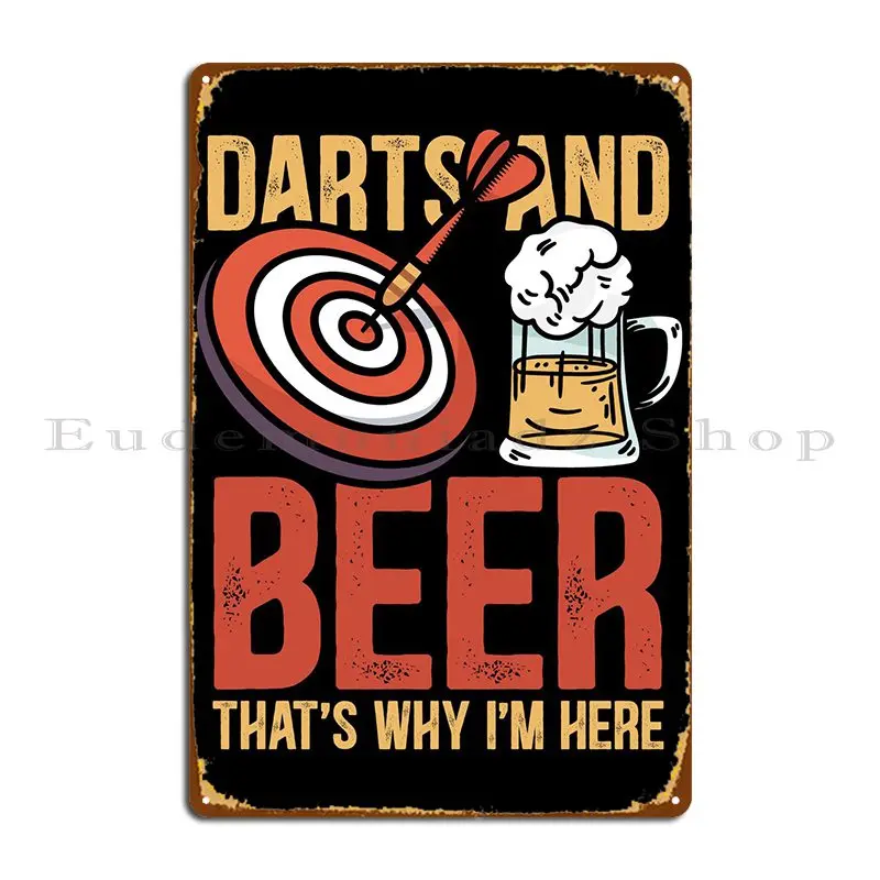 Šípky a pivo Dart Player Metal Sign Obýva