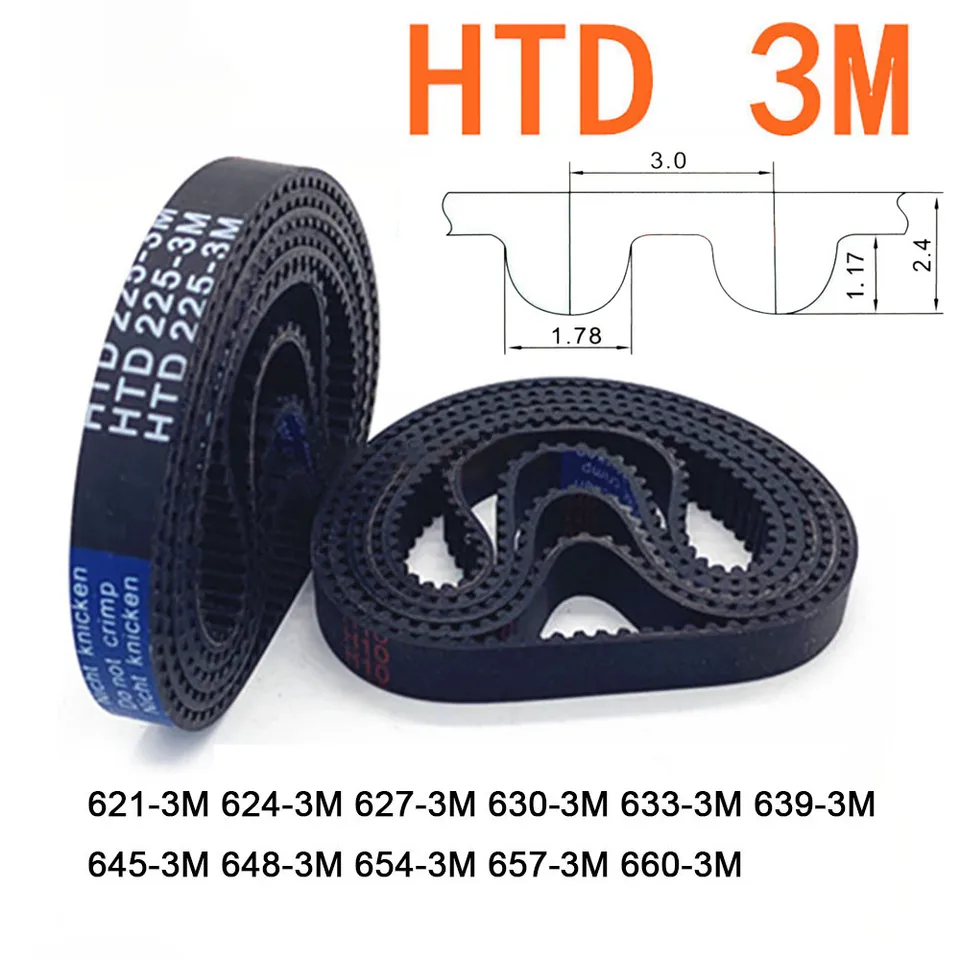 Šírka 6 10 15 20 mm Htd 3M Gumový oblúk Časový časový pás Dĺžka rozstupu 621 624 627 630 633 639 645 648 654 657 660 mm hnacie pásy