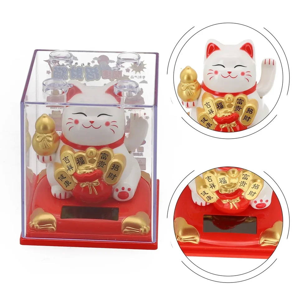 Šťastie mačka Lucky Cat Wave Hands 8.3*8.1*8.1 cm bonsai dekorácie dekorácie automobilu solárne mávanie