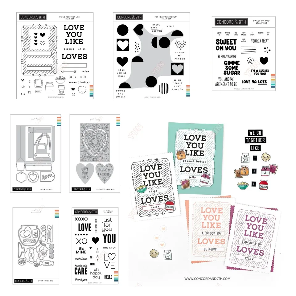 Šťastný deň Valentína Pridajte známky diel sladké na vás srdce očarené srdce zomrie Die DIY Scrapbooking Cut Embosing Card Denník ručný výrobok