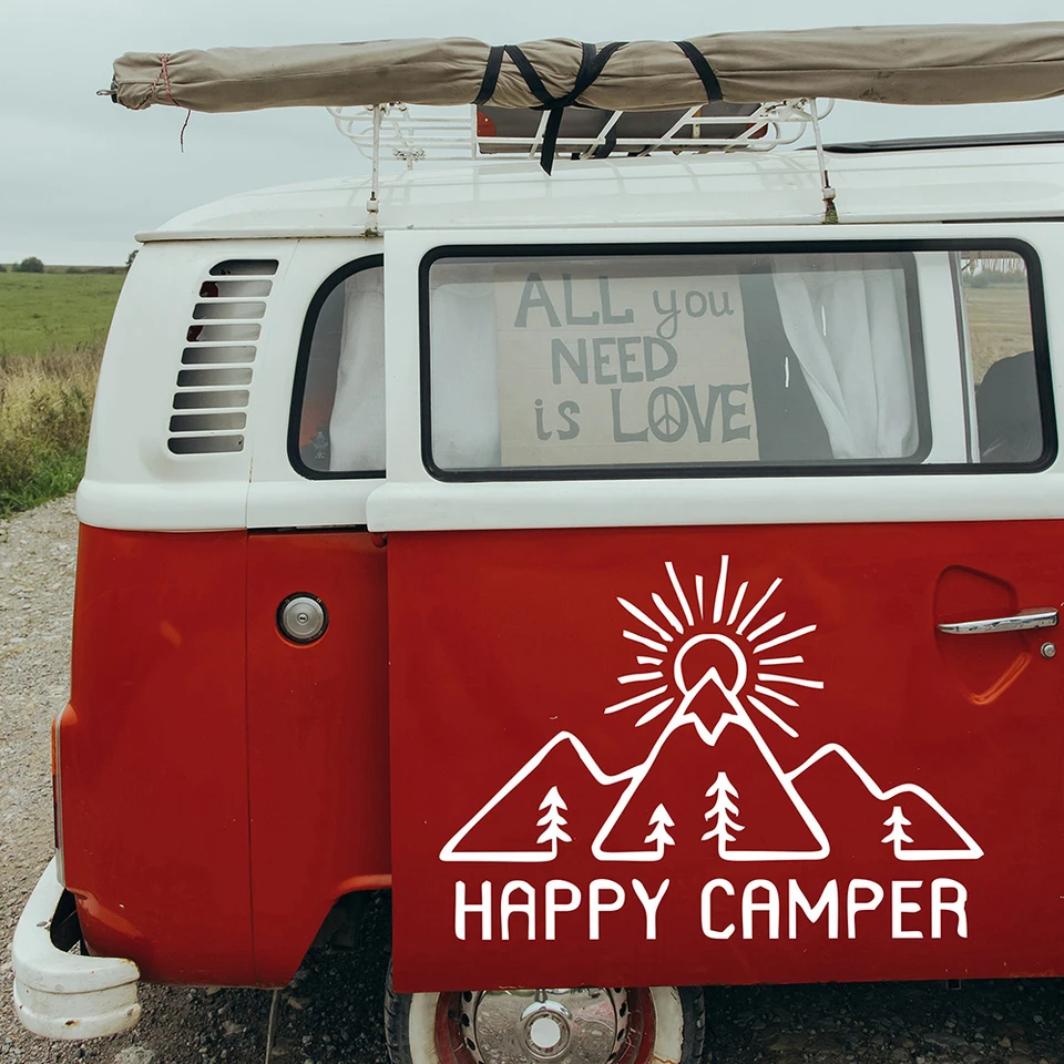 Šťastný kempový nálepka Camp Camp Life Style Caravan Truck Camping Decals