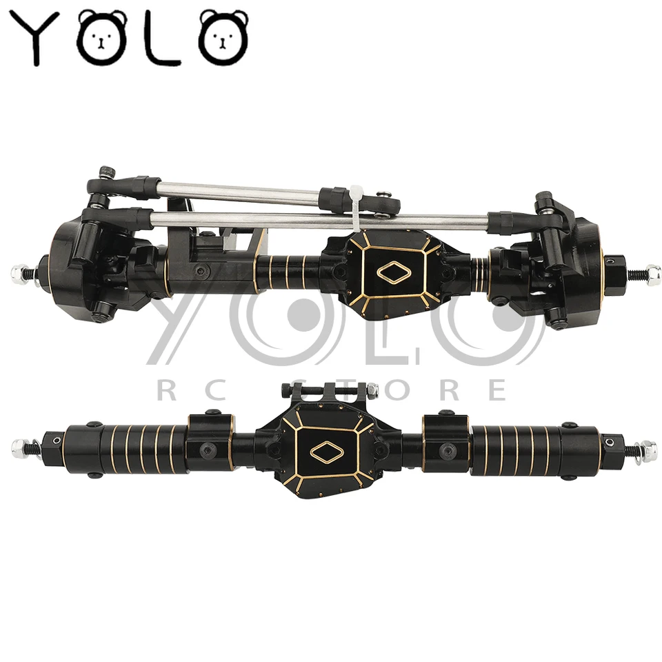 Ťažká mosadzná čierna povlaky Kompletná predná zadná priama nápravy pre 1/10 RC Crawler Axial SCX10 Pro CAR TEPGALE ČASŤ