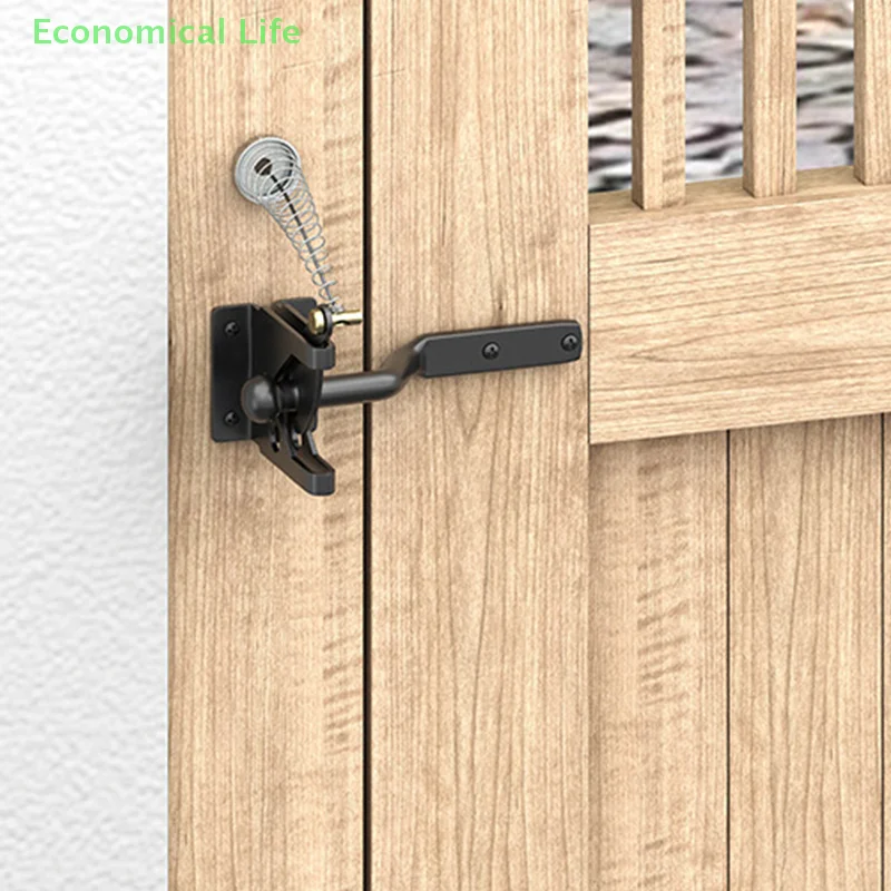Ťažké čierne strieborné dvere zámok zámok Self Browing Gate Catch Ochrana poveternostných dverí Automatické západky dverí Čierny strieborný zámok dverí