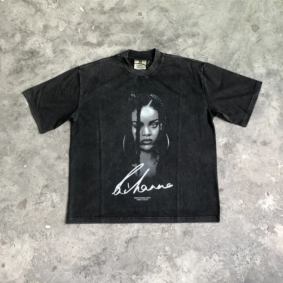 Žaba drift móda módne streetwear postava Grafika tlačená vintage odev bavlnené tričko voľné voľné vrcholy Tops pre mužov