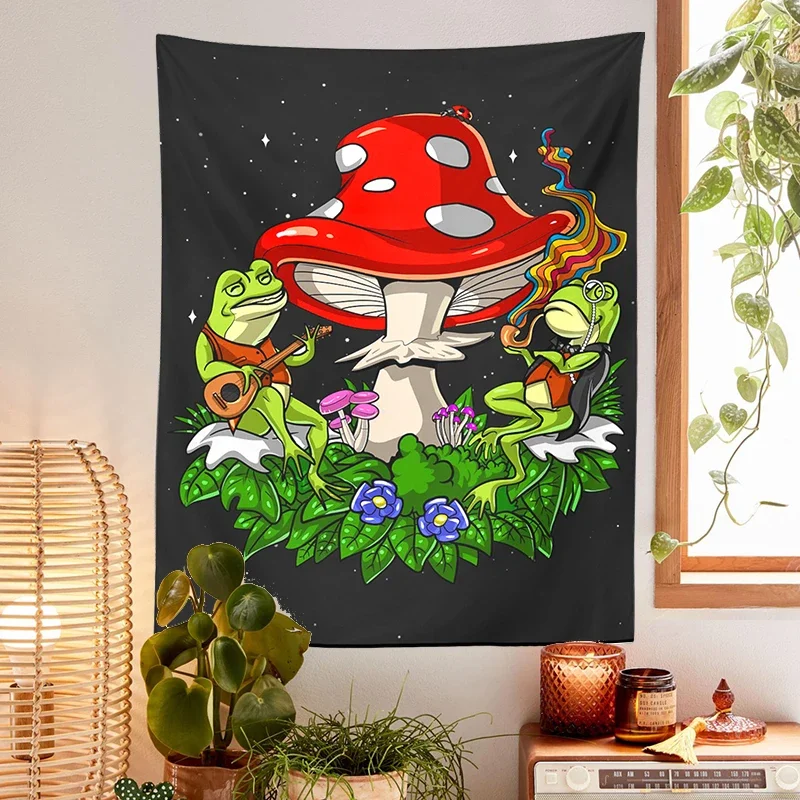 Žaba huby tapiséria estetický klobúk slimák kawaii tapiséria spálň
