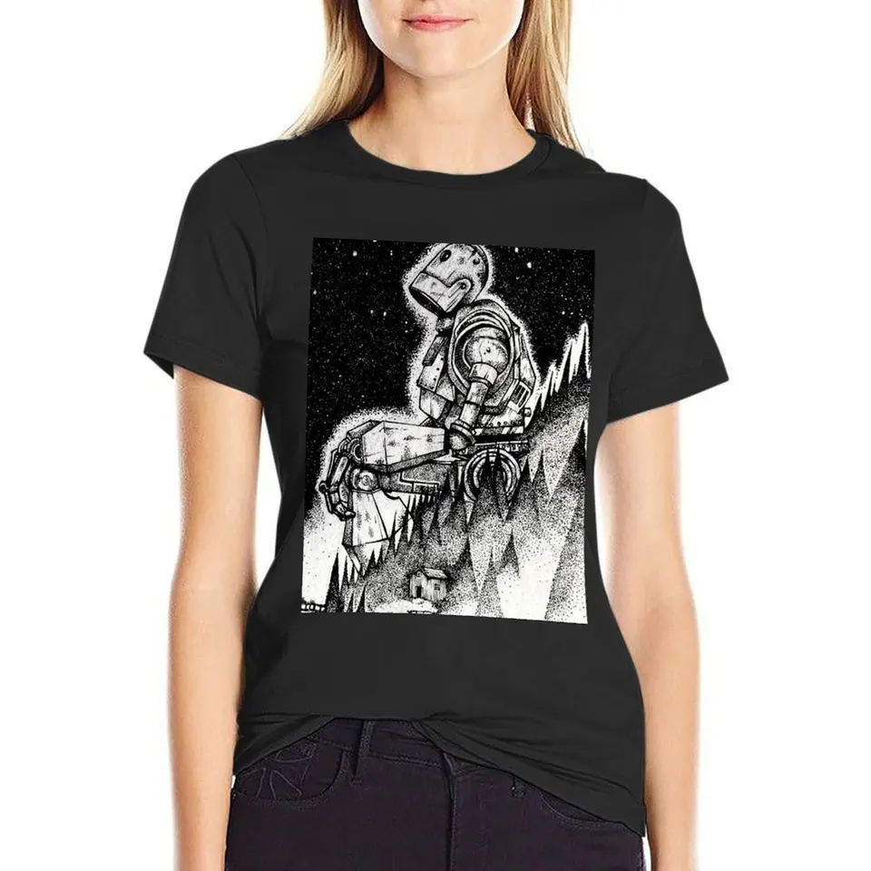 Železný gigant plagát Starry Night, Iron Giant Pointillism Tričko potné letné oblečenie plus veľkosti športových fanúšikov Žena tričko