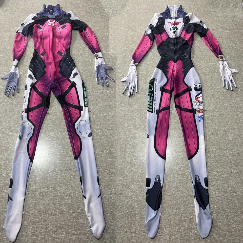 Žena D.Va Watermelon Skin Cosplay kostýmy superhrdina zentai oblek dva halloween tela