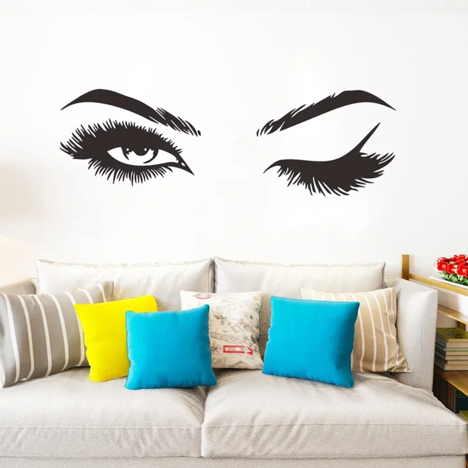 Žena Eye Wall Sticker Art Lash Face Girl Girl Diela výzdoba kozmetické kozmetické nálepky na nástenné nálepky Moderná domáca dekorácia pre dom