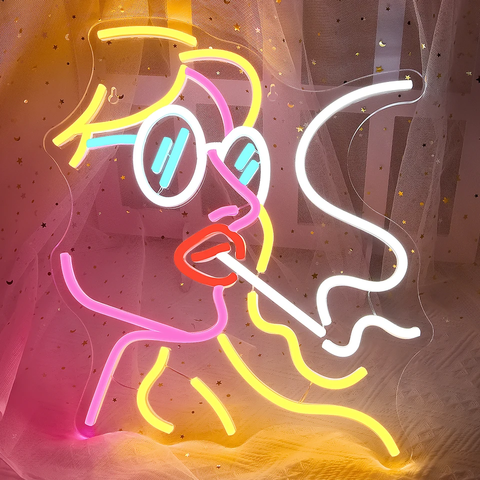 Žena Fajčiaca neónové značky pre dekoráciu nástenných výzdok, Lady Neon Lights pre spál