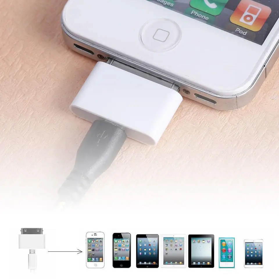 Žena micro USB pre mužov pre 30 pin iPhone4 4S 3G 3GS nabíjačku