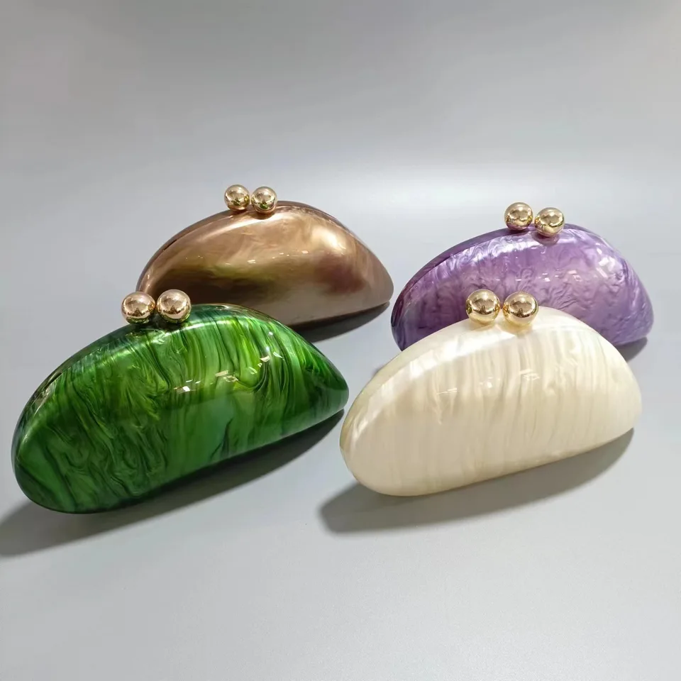 Ženská akrylová večerná spojková kabelka Ženy Chic a Elegantné luxusné zelené fialové škatuľky Kály