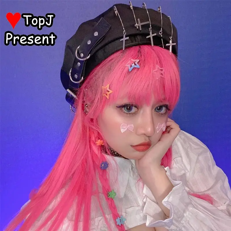 Ženská lolita punk gotická parná pary harajuku pikantné dievčatá pu na hlavnú ulicu Jeseň a zimný baret nový sieť Červený kríž čierny klobúk