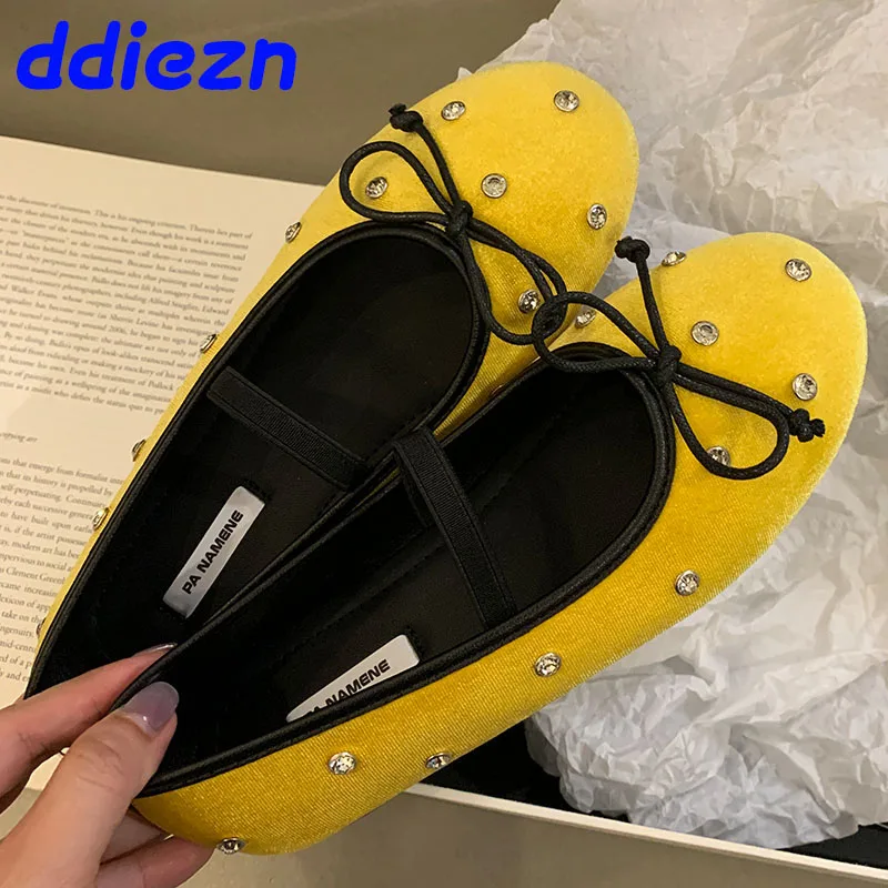 Ženská plytká obuv Dámy Flat Crystal Shoes Butterfly-uzol módne kamienky hodvábne dámske baletné byty tanečné topánky snímky