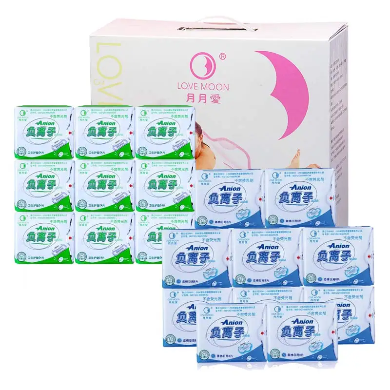 ženské hygienické podložky menštruácia láska Mesiac Anion Sanitárne menštruačné podložky tesnenie mesačne ženy zdravie Higiene feminina 19packs