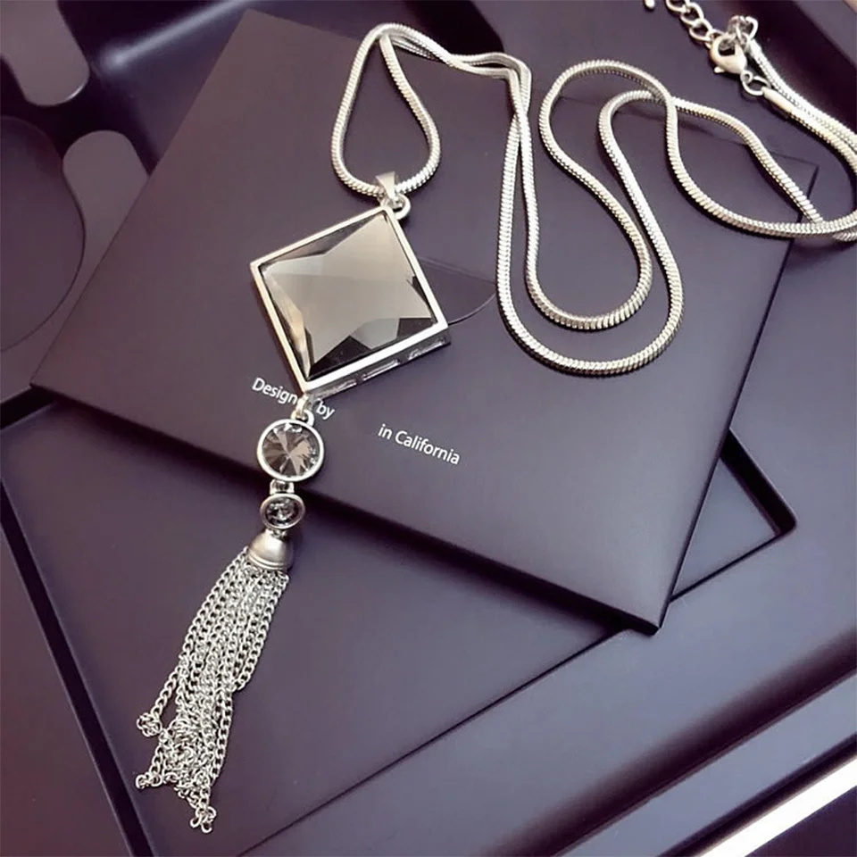 Ženské sveter reťazec módne krištáľové strapce sveter retiazka Choker Jemné náhrdelníky pre večierky Trendy kosti šperky doplnky