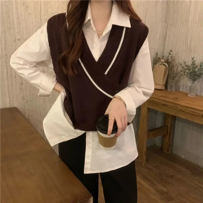 Ženské svetre Pullover V-NECK Pletená vesta Dámska jar a jeseň voľný sveter