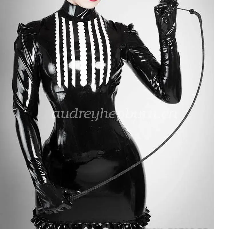 Ženy 100% latexové gumové šaty Pekné sexy tesné balenie Hip sukňa xxs-xxl