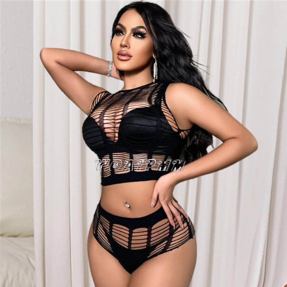 Ženy 18 štýlov Fishnet pančucháče spodná bielizeň Set kostým Ladies erotická kombinéza Dámska sexy sieťovina Hollo