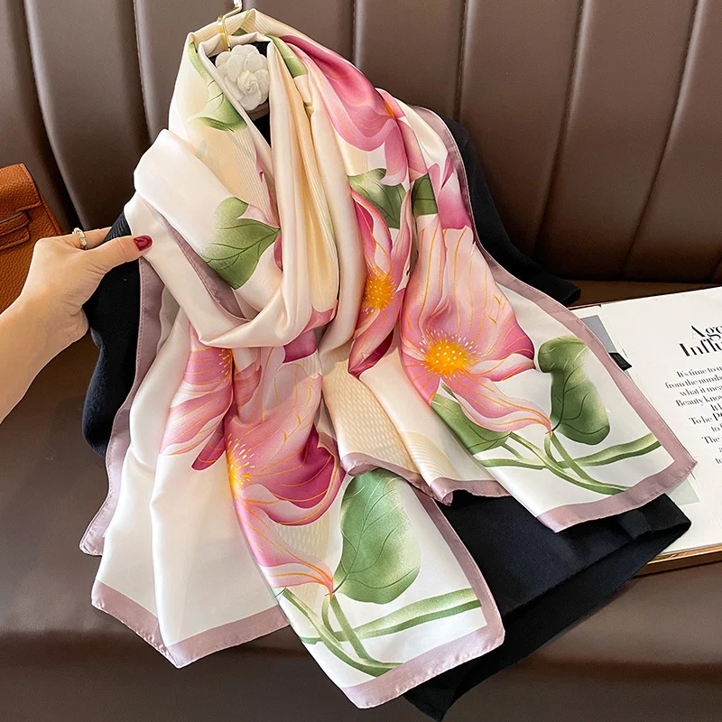 Ženy 180*90 cm móda Krásne mäkké hodvábne šatky Žena Lady Shawl Hidžab Wrap Fould Bandanna tlmič Tuffler pláž pareo