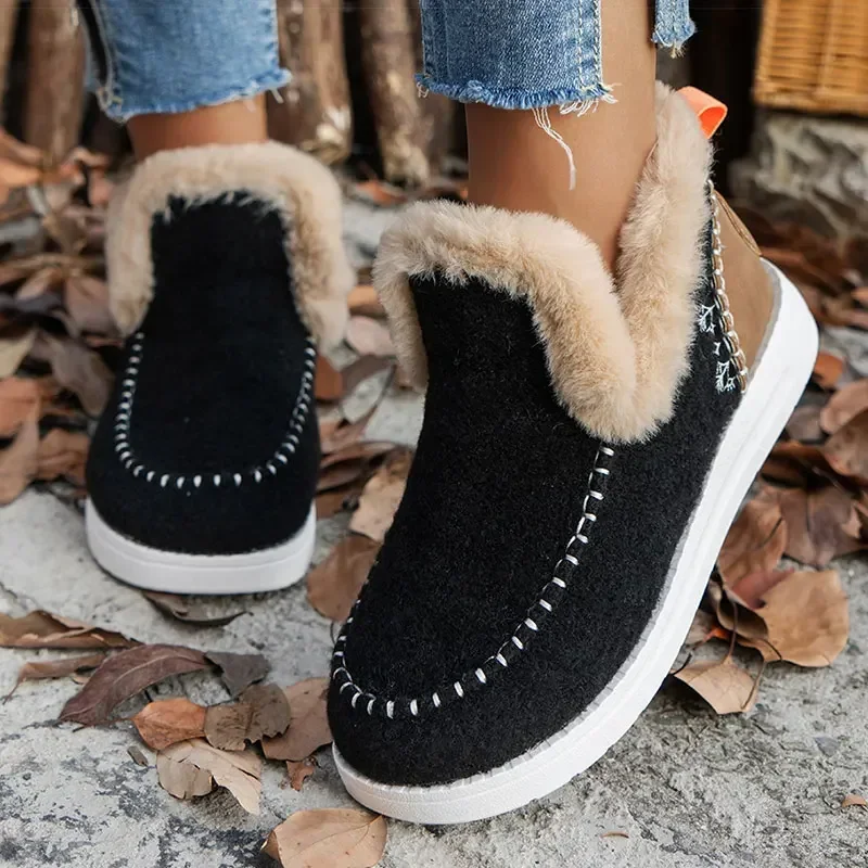 Ženy 2024 Nové zimné topánky Zapatos Mujer Slip On členkové topánky Dámske topánky Teplá kožušina Zimná šupka zimná obuv Žena