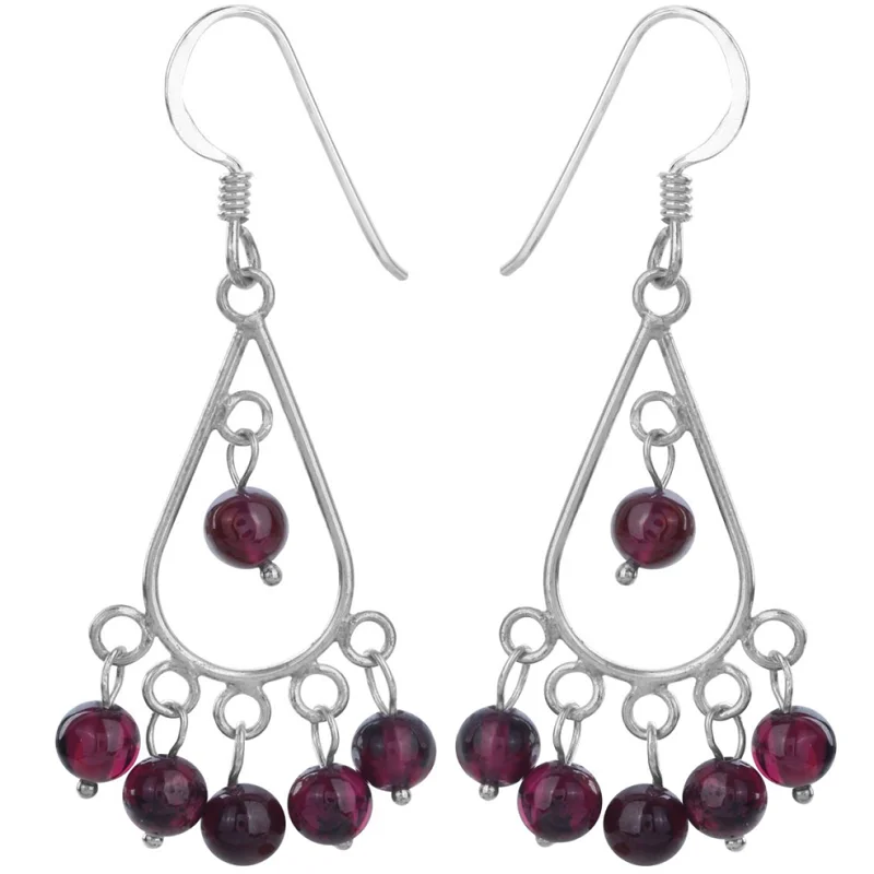 Ženy 925 Sterling strieborná slza prírodný granát visiaci kvapky náušnice Valentines dary pre jej dievčenské klenoty šperky CE170