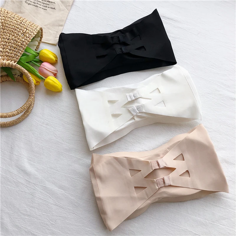 Ženy bezprúdové podprsenky spodná bielizeň Camisole bez ramienok Top plodina Topka zadná spona bez ramienok bez čiernej veľkosti zadarmo Soft Soft Sexy