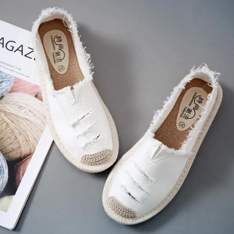 Ženy biele byty baleríne topánky pošmyknuté na príležitostné dámy plátno Plátniky priedušné ženy espadrilles jazda obuvou zapatos mle