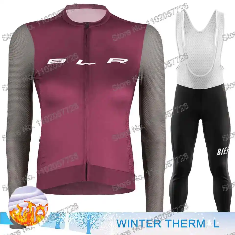 Ženy BLR 2023 Cycling Jersey Set Winter Cycling Clothing Road Race Roinker Suit s dlhým rukávom MTB Bicycle Thermal Bund