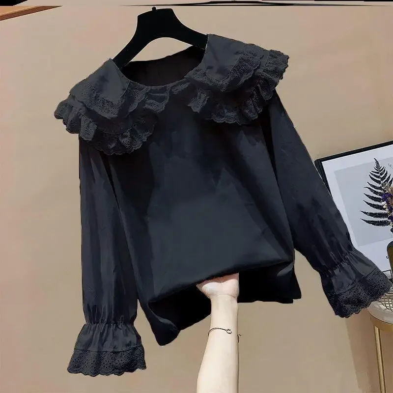 Ženy blúzka čipky Peter Pan Collar Tirla