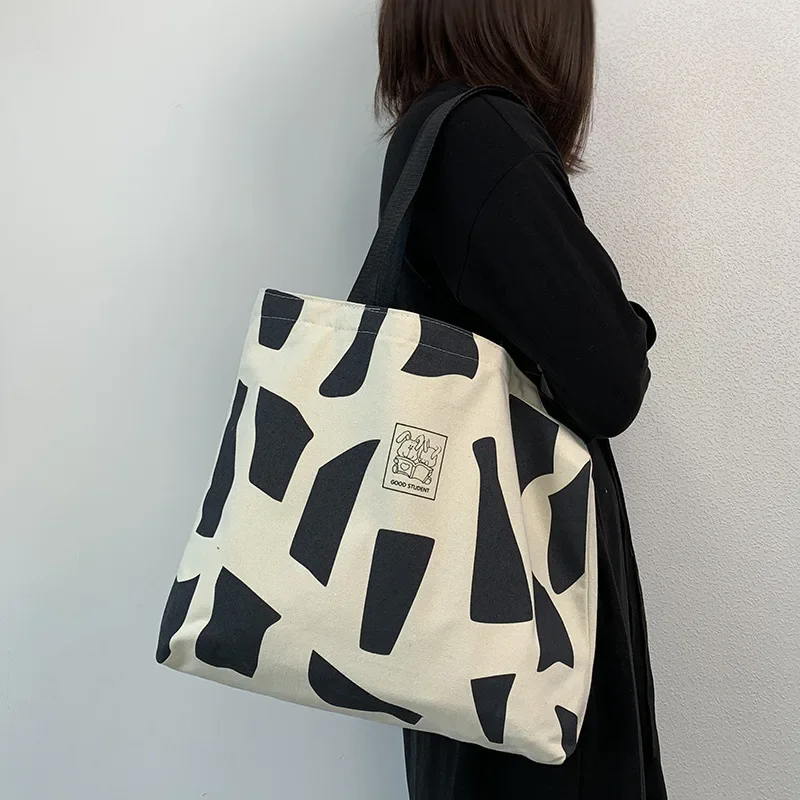 Ženy Canvas Nákupné tašky Ekologické opakovane zložiteľné vrecká na ramene Veľká kapacita Kabelky Príležitostné roztomilé taška pre ženy