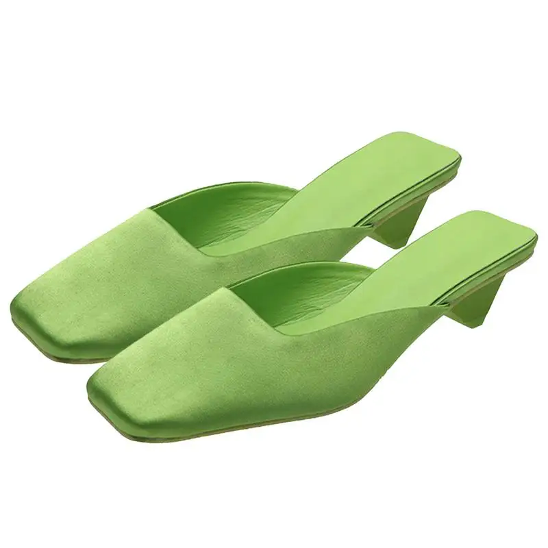 Ženy Chunky päty mules zatvorené štvorcové špičky praky zadné sandále skĺznite na zadné čerpadlá mačiatko päty Pohodlné príležitostné topánky