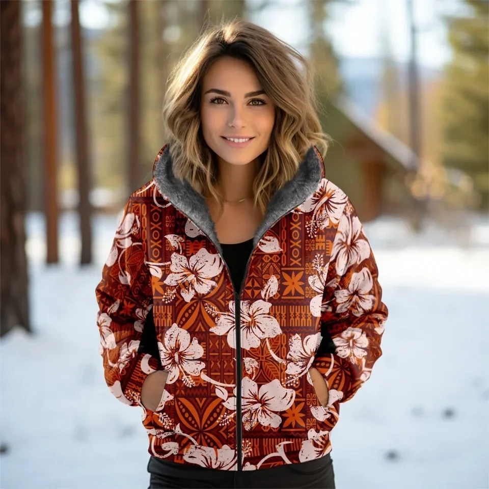 Ženy Coats Bundy Mardigány Vytlačené vonku fleece zimné teplé príležitostné kvety kmeň retro grafika streetwear ženské oblečenie