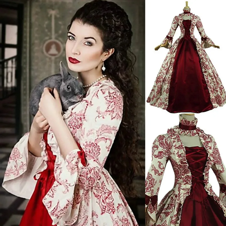 Ženy Cosplay Marie Antoinette šaty Stredoveké svetlice rukávy Viktoriánske večierky Formálne šaty Renaissance gotické kvetinové rúcho