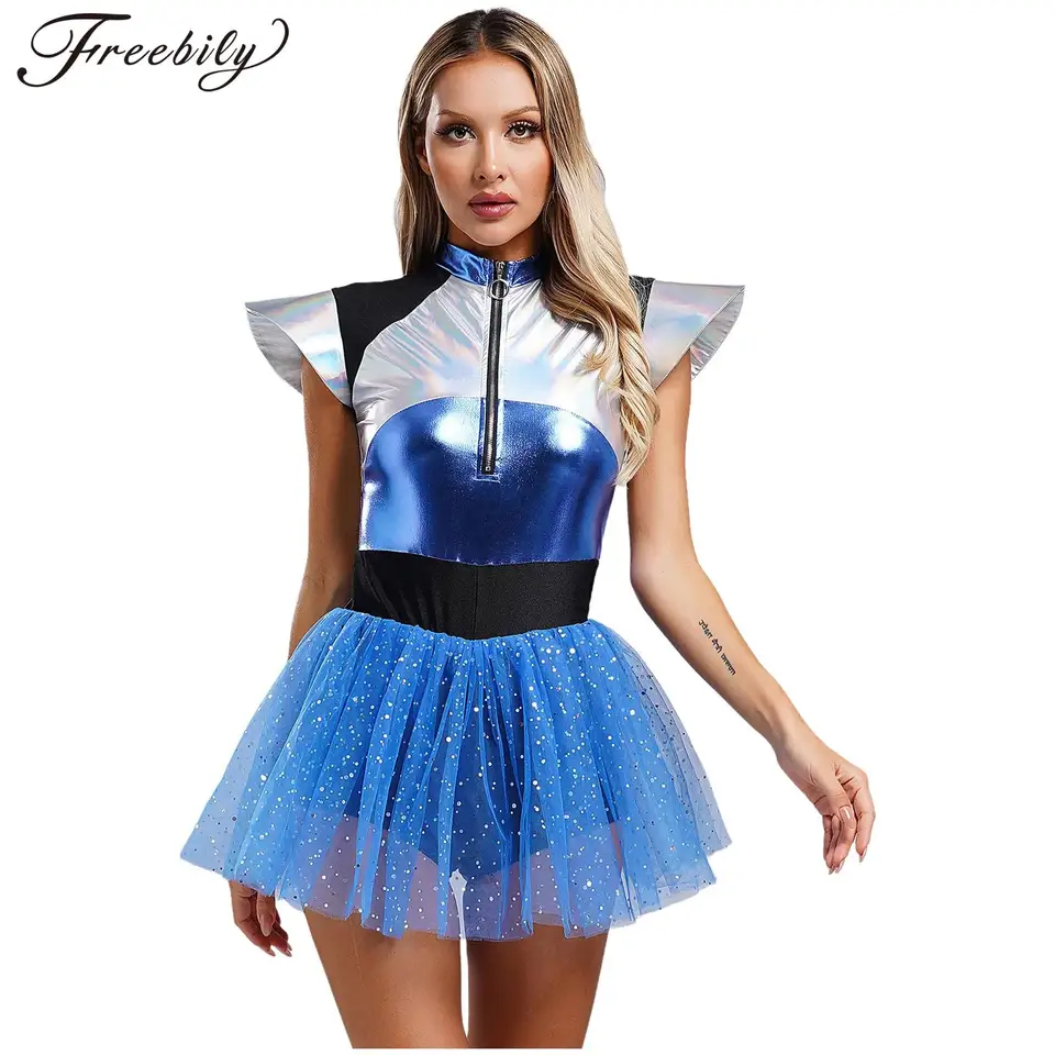 Ženy cudzie astronaut Saucerman Cosplay kostým Outer priestor cutie mušiek rukáv flicin Tull Tulle Chayse na Halloween Party