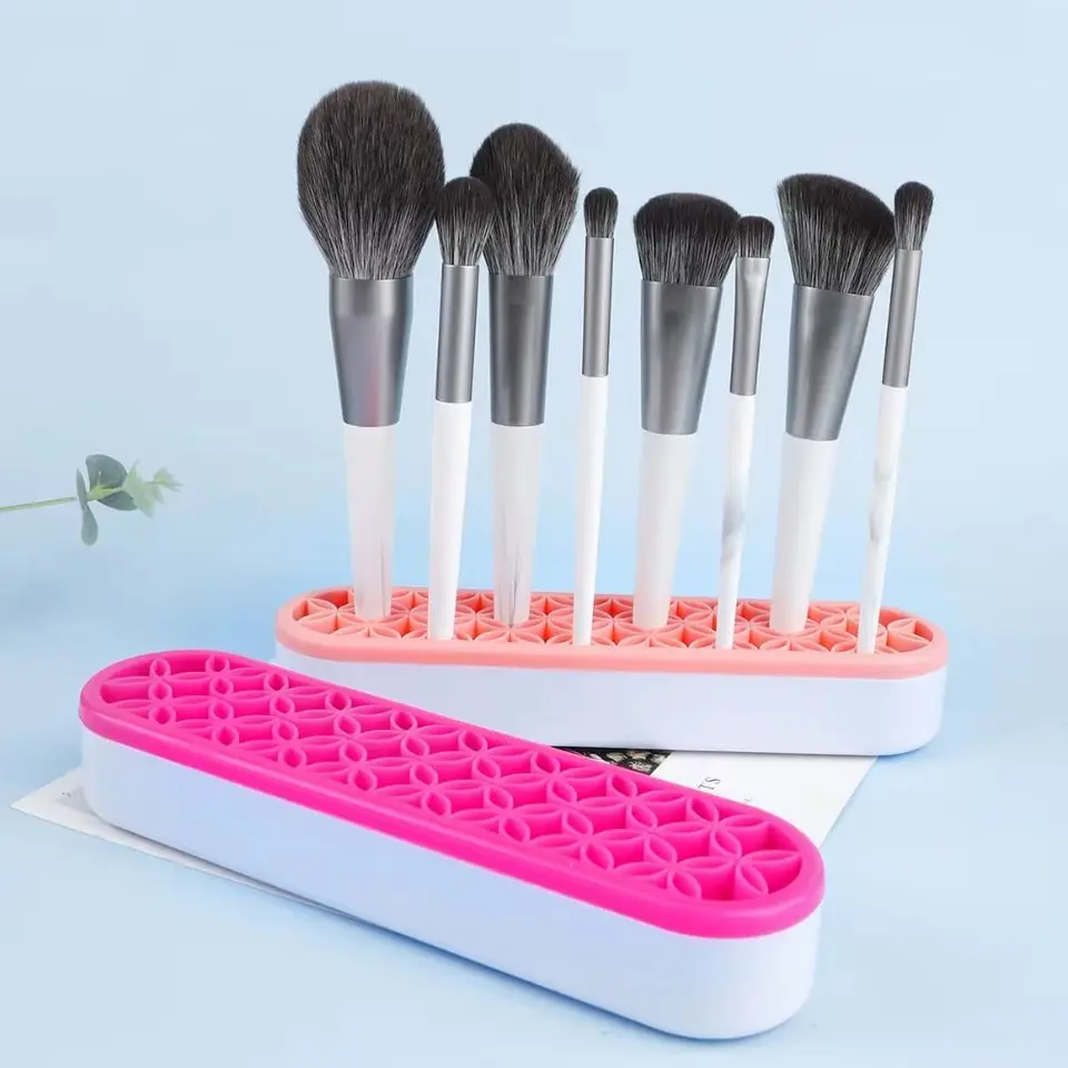 Ženy dievčatá silikónový make -up držiak na kefku Multifunkčné skladovacie puzdro na kefku na nechty