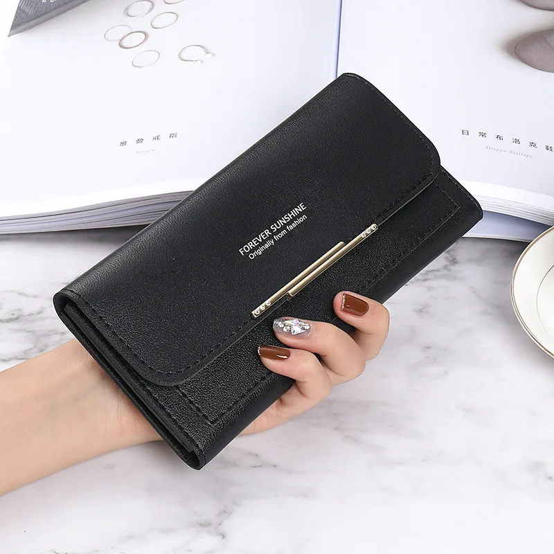 Ženy dlhá peňaženka Pu kožená karta držiak veľkú kapacitu Ženská multifunkčná minca s kabelkou Clutch Money Money Bag Telefón náramok