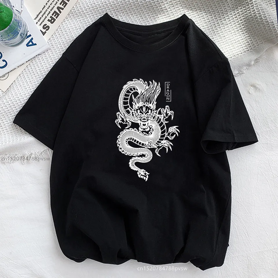 Ženy Dragon Funny tlač T tričko Girl Girl Casual Harajuku y2k Tops Tee Lady Black Clothes