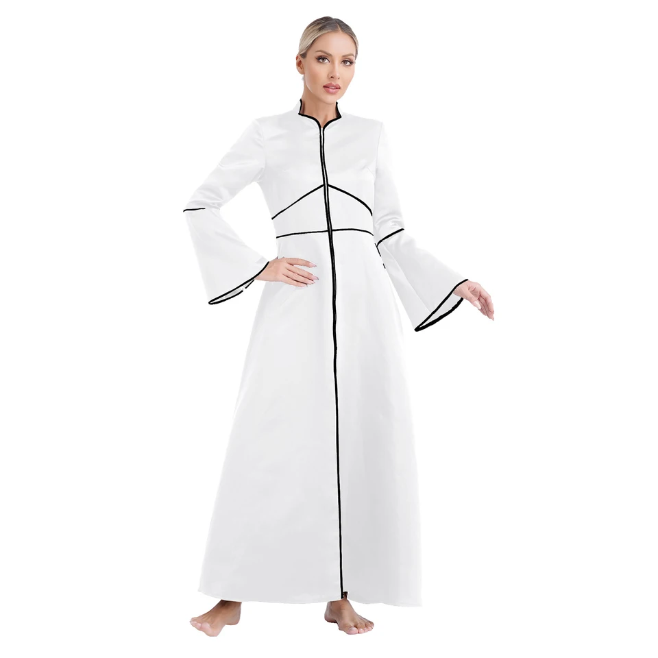 Ženy duchovenstvo plášť rozšíriť duchovenstvo maxi ministrom šiat zbor rúž kostola pastorky šaty halloween Party Priest cosplay kostým