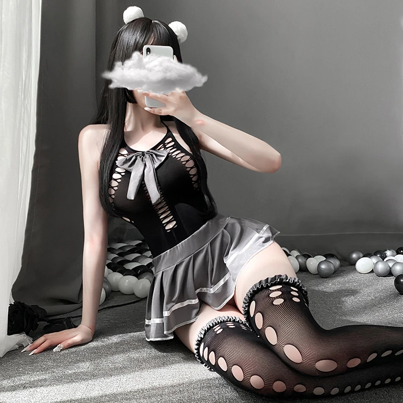 Ženy Exotické kostýmy Sexy školáčka Cosplay outfit Kawaii erotické spodná bielizeň Anime Mini sukňa s dutím vonkajším spodným prádlom