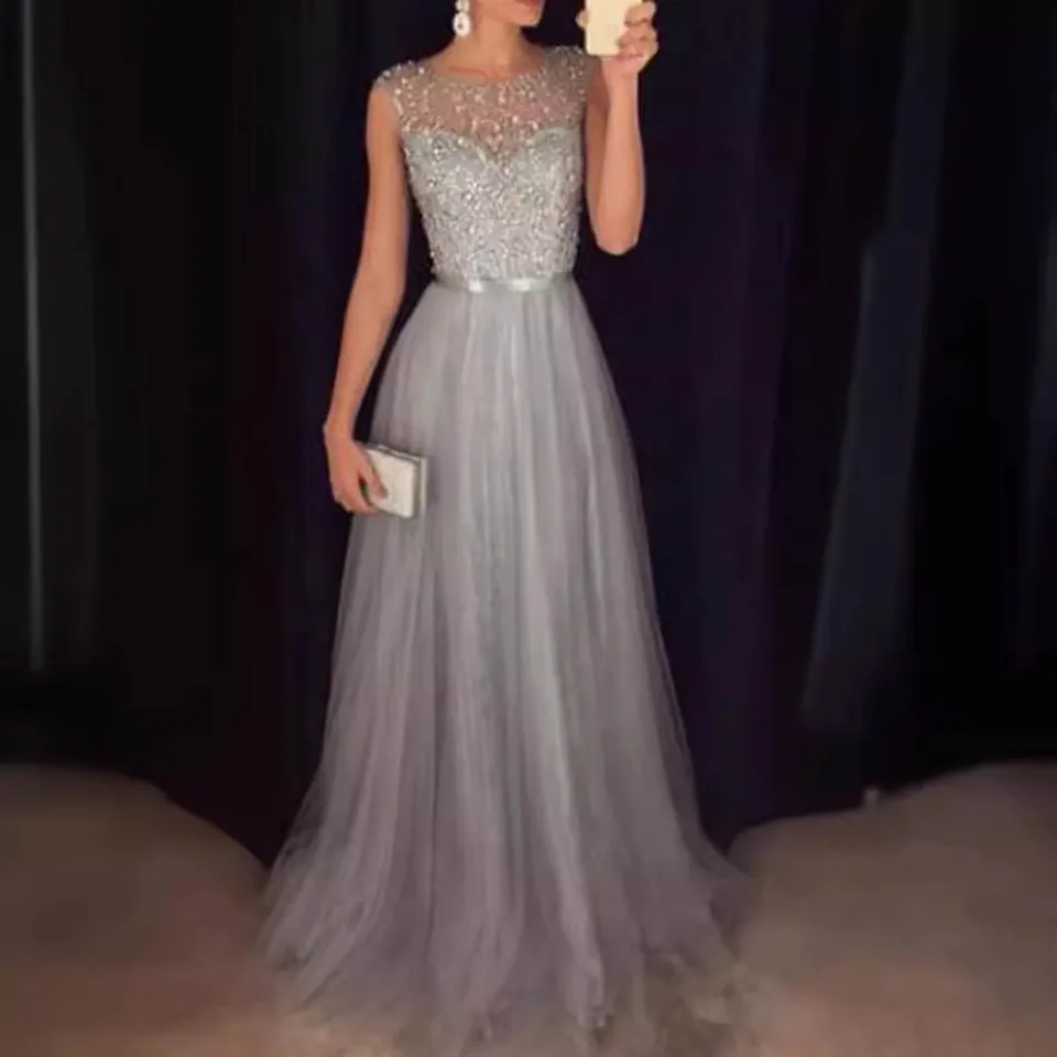 Ženy Formálne dlhé čipkové šaty ples Večerný večierok koktail družička Svadobné šaty Elegantné šaty pre ženy