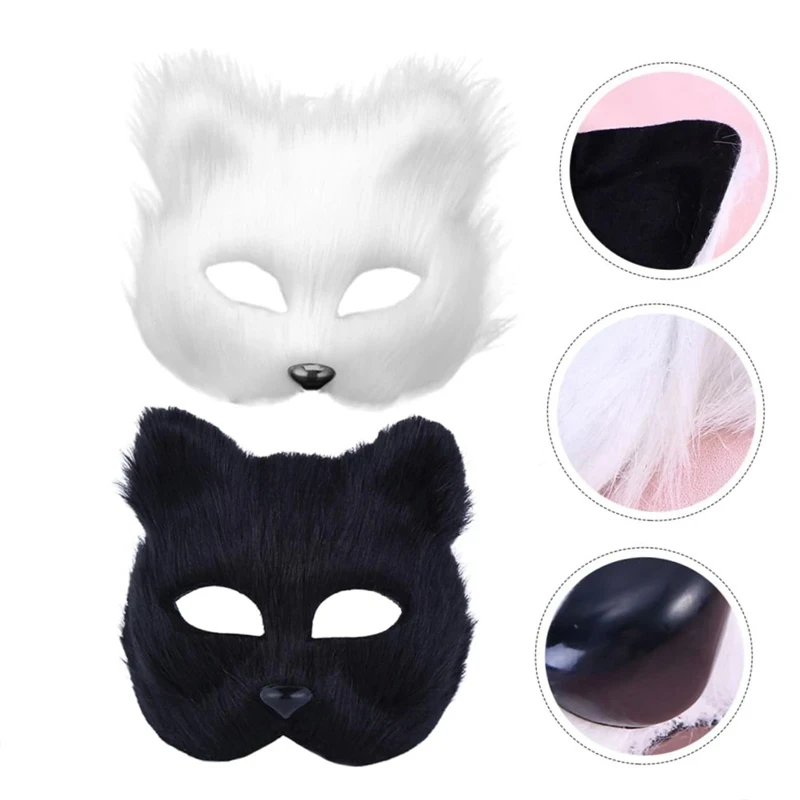 Ženy Halloween Fox Tvar Half Face Eye Mask Muži Sexy Imitácia Cat Hair Vianočné vianočné karnevalové párty Cosplay kostýmové rekvizity