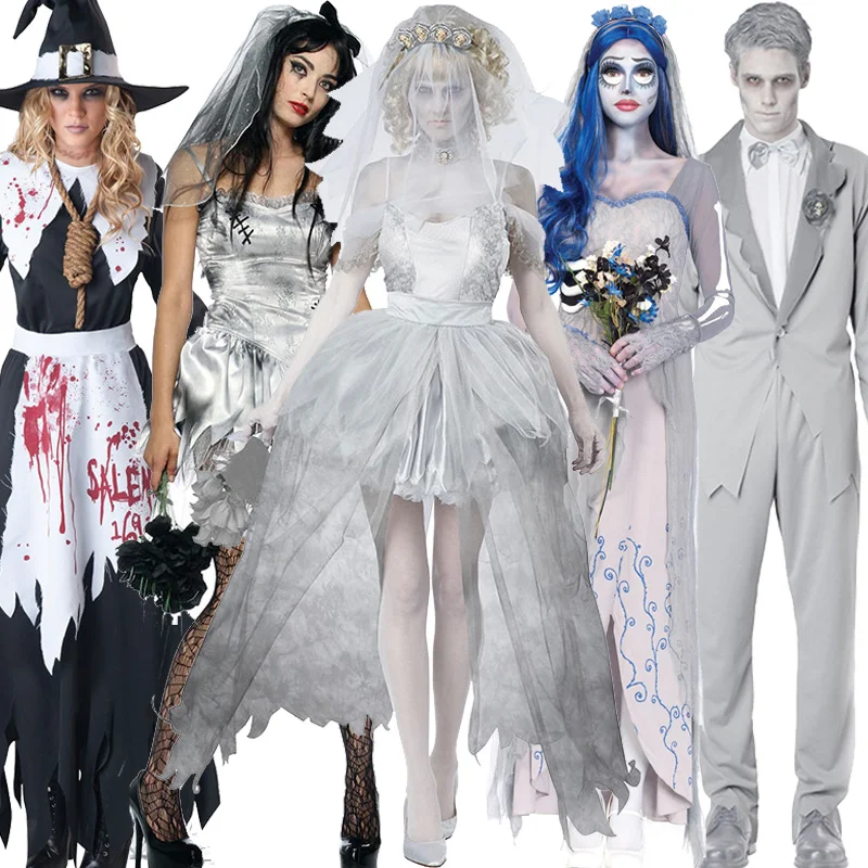 Ženy Halloween Vampire pár Uniforma purim Cosplay kostýmy Men Horor duch mŕtvy zombie mŕtvoly kostým kostýmy Dospelý dospelý