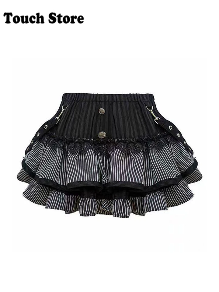 Ženy japonská móda 2000. rokov estetické mini lolita sukňa Gyaru Coquette Chic Y2K Culottes Kórejská módna temná akademickej obce cutecore