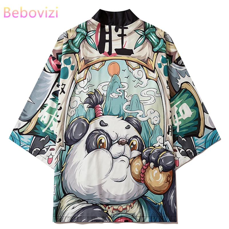 Ženy japonské nohavice Yukata Ženy Muži ázijské oblečenie Kimono Cardigan košeľa Ženy Tradičné anime panda tlač kimono haori