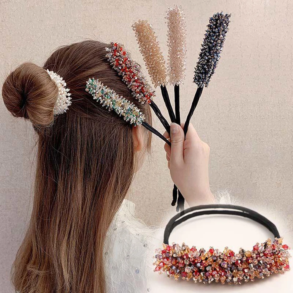 Ženy kamienok Pearl Flower Bun Maker Lazy Hair Clarler Styling Príslušenstvo Vlasové vlasy Vlasové pletenie