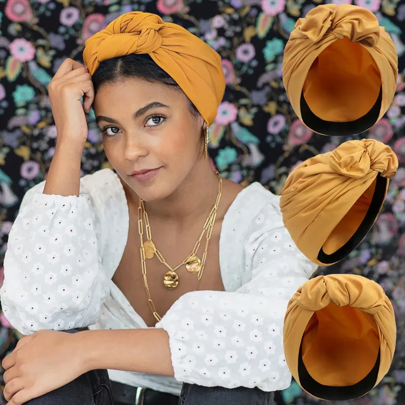 Ženy kapota turban klobúk pevná farba so železným drôtom Make Krása vlasy Tyle krížový šatk čiapka pre dospelých módne kapucňa francúzsky retro