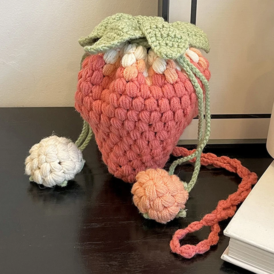 Ženy kawaii tote kabelka všestranná jahodová kabelka Crossbody Casual Strawberry Cangere DIY Cartoon Hanket